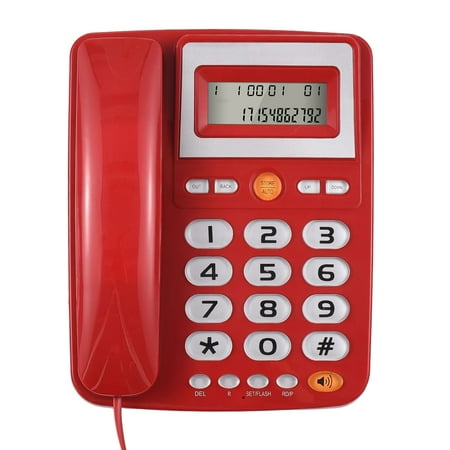 Gecheer Desktop Corded Landline Phone Big Button Corded for Elderly Seniors Phone with LCD Display Flash/ Redial/ Hands Free Functions Dual Ports for the Switch for Home Hotel Office Bank Call Cent