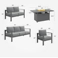 thumbnail image 5 of RoyalCarft Aluminum Patio Furniture Set with Fire Pit Table, 5 Piece Metal Outdoor Furniture with Water-Resistant Cushions, Modern Patio Conversation Set for Balcony, Front Porch, and Backyard, Grey, 5 of 7
