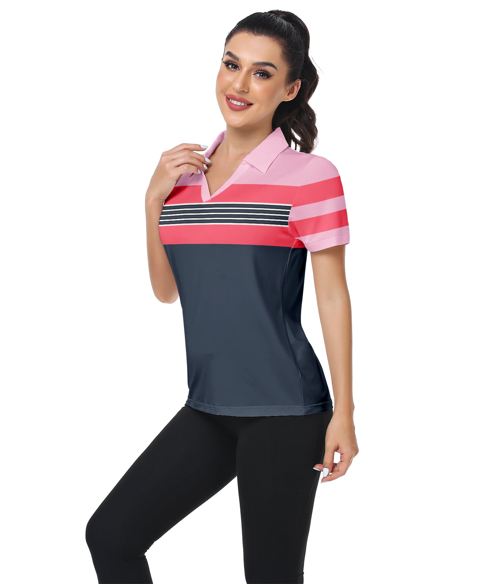SCODI Women's Golf Shirts Short Sleeve Collared Polo Shirt Moisture
