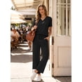 thumbnail image 2 of MOYIKO 2 Piece Sets for Women Casual Summer Travel Vacation Outfits Short Sleeve Tops Wide Leg Pants with Pockets Lounge Sets, 2 of 7