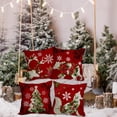 thumbnail image 4 of Outdoor Red Christmas Waterproof Throw Pillow Covers 18x18 Inch Set of 4 Vintage Deer Bear Fox Animal Pillow Cases Christmas Tree Snowflakes Winter Holiday Decor Cushion Case for Patio Garden, 4 of 6
