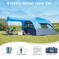 thumbnail image 3 of 8 Person Instant Cabin Tent Waterproof Family Tents for Outdoor Camping Upgraded Ventilation Setup in 60 Second Setup Blue, 3 of 9