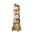 thumbnail image 3 of 6 Tier Rotating Bookshelf with Wheels, 360° Spinning Space-Saving Wood Tower, 3 of 14