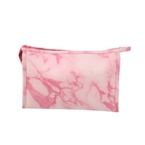 Unique Bargains Makeup Bag Marble Cosmetic Travel Bag Make Up Brush Organizer Bag Storage for Women Pink 9"x3"x6"