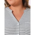 thumbnail image 5 of DARING DIVA Women's Plus Size Button Down V Neck 3/4 Sleeve Nightgown 1X Gray, 5 of 7