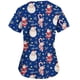 thumbnail image 3 of Blusa informal de manga corta con cuello en V para mujer a la moda navideña con bolsillos estampados para mujer Pompotops hkajfhjk457749, 3 of 6