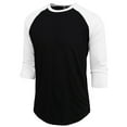 thumbnail image 2 of J. METHOD Men's 3/4 Sleeve Baseball Crewneck Tshirt Top Raglan Jersey T Shirt NEMT06 BLK/WHT L, 2 of 5