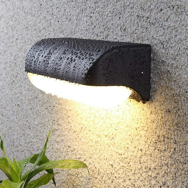 Aplique de pared LED moderno para exterior, 12 W, IP65, resistente al agua, de aluminio y acrílico, blanco cálido de 3000 K, 26 x 10 x 6 cm