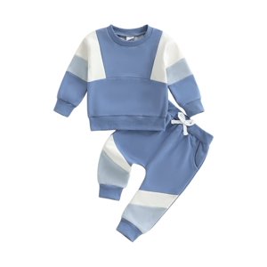 Loicainy Toddler Boy Patchwork Sweatshirt & Joggers Set