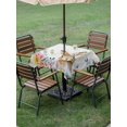 thumbnail image 3 of Outdoor Tablecloth with Umbrella Hole and Zipper, Bunny Easter Square Table Cloth 54x54 Inch Waterproof Tablecloth, Spring Floral Blue Leaves Watercolor Picnic Table Cover for Patio Camping, 3 of 7
