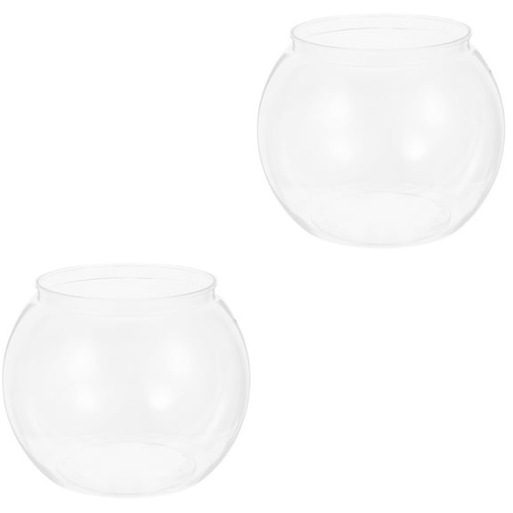 MLINS 2pcs Fish Bowl Plastic Transparent Small Fish Bowl Desktop Clear Small Fish Tank Fish bowl