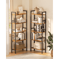 thumbnail image 4 of Satifur 61" Tall Bookcase, 5 Tier Large Bookcase with Waterproof Wood Shelves, Heavy Duty Metal Frame with X-Brace, Anti-Falling Design, Vintage Industrial Storage Rack, 4 of 9