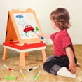 thumbnail image 3 of Freecat Easel for Kids, Toddlers' Double Sides Drawing Board with Blackboard & Whiteboard, Carry Case, Pink, Board Game,Birthday Christmas Gift for Kids Girls Boys 3-5 Years Old.(20"×11.5"×15.2"), 3 of 7