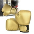 thumbnail image 4 of Un par de guantes de boxeo de cuero sintético para niños, con saco de arena, para entrenamiento de boxeo y sparring (dorados), 4 of 12