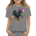 thumbnail image 4 of Abcomgle Mardi Gras T Shirts for Girls Carnival Chicken Beads Tee Shirts for Girls Crewneck Short Sleeve T-Shirts for Kid Girls Spring Funny Parade Blouses for Girls, 4 of 4