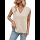 thumbnail image 2 of Chaleco de Lana Sin Mangas con Cuello en V para Mujer, Color Albaricoque S, 2 of 10