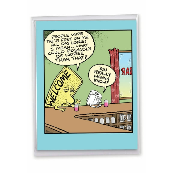 NobleWorks Jumbo Funny Birthday Greeting Card 8.5 x 11 Inch with Envelope (1 Pack) Oversize Jumbo Bday Welcome Mat J9283BDG