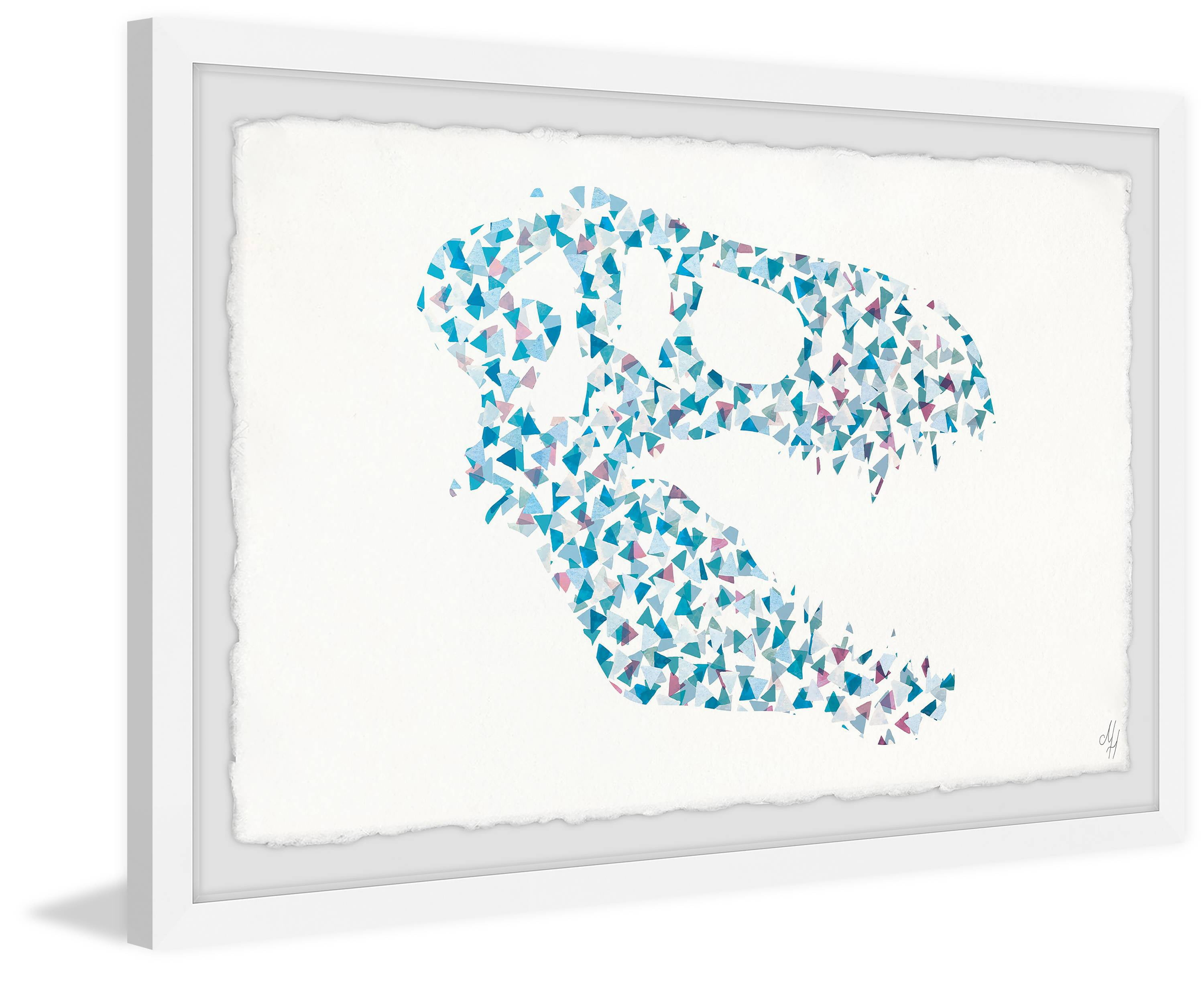 Marmont Hill Patterned Dino Skull Framed Wall Art, 30.00" x 1.50"