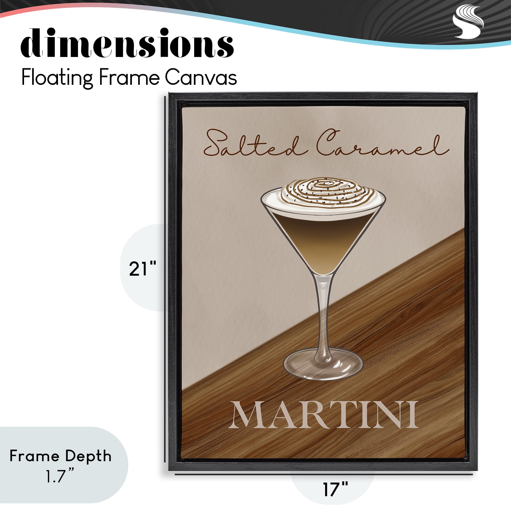 Stupell Industries Salted Caramel Martini Black Framed Floater Canvas Wall Art, design by Marcus Prime
