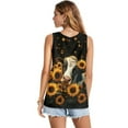 thumbnail image 2 of FUIALDOLG Womens Sunflower And Cow Animal Tank Tops Lady V Neck Sleeveless Shirts Summer Trendy Tshirt Y2K Vest Loose Fit Athletic T-shirts Beach Vacation Outfits,M, 2 of 7