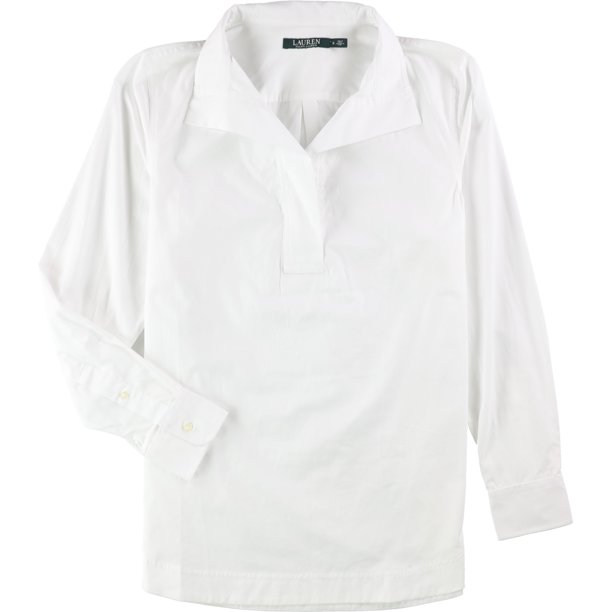Ralph Lauren Blusa tipo túnica de popelina para mujer, blanca, pequeña Ralph Lauren Sayo