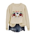 thumbnail image 6 of asdoklhq Festive Long Sleeve Pullover Women's Round Neck Christmas Printed Sweatshirt Long Sleeved Top Sweatshirt Khaki XL, 6 of 7