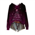 thumbnail image 2 of Women's Knit Sweater Pullover Hooded Sweatshirt with Christmas Print, Cute and Comfortable, Perfect for Fall and Winter Casual Wear and Holiday Festivities,Dark Purple,2XL, 2 of 5