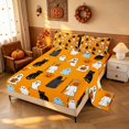 thumbnail image 2 of Homewish Halloween Reaper Ghost Queen Sheets, Cartoon Black Cat Pumpkin Queen Sheet Sets, Orange White Black Blue, 4 Pieces (1 Flat Sheet, 1 Fitted Sheet and 2 Pillowcases), 2 of 5