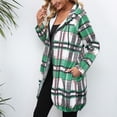 thumbnail image 3 of Turilly Womens Jackets Ladies Clearance, Women's Check Print Loose Lapel Zip Hooded Double Pocket Blazer Long Sleeve Hooded Casual Coat/Jacket, 3 of 7