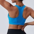 thumbnail image 6 of Feancey Womens Racerback Sports Bras Mesh Breathable Zipper Front Closure Bra Comfort No Underwire Yoga Workout Bra Solid Color Push Up Bralettes Blue S, 6 of 9