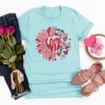 thumbnail image 1 of Meichang T-Shirts Joyeuse Saint-Valentin Femmes Mignon Imprimé Cœur T-Shirts Mignons Hauts Col Rond Manches Courtes T-Shirts de Vacances Saint-Valentin, 1 of 4