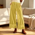 thumbnail image 5 of Lmueinov 2026 Women's Drawstring Elastic High Waist Velvet Wide Leg Pants, Lace Scalloped Hem Loose Casual Trousers with Side Pockets Autumn Winter S-3XL, 5 of 7