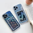 thumbnail image 2 of Heart Phone Case Compatible with iPhone 12, Clear Holographic Love Heart Pattern Cute Case with Card Holder Soft Cover,6.1 Inch, 2 of 7