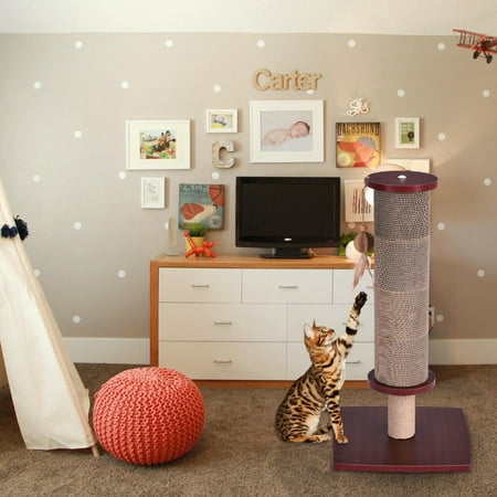 Gymax Cat Scratching Post Tall Activity Tree Cat Scratcher with Funny Toy
