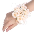 thumbnail image 2 of 2 piezas hermosa flor de mano dama de honor ramillete de muñeca decoraciones de boda satén perla (rosa claro), 2 of 8