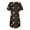 thumbnail image 5 of Gibobby Pijama algodón mujer Camisón de manga corta con estampado y cuello redondo para mujer, camisón cómodo(Negro,CH), 5 of 5