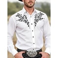 thumbnail image 4 of Mens Western Cowboy Shirt Casual Button Down Long Sleeve Embroidered Shirts Wine L, 4 of 5