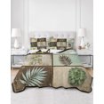thumbnail image 2 of Quilt King Size Bedding Set, Vintage Leaves Reversible Summer Quilt 3 Pieces, Green Palm Plants Ginkgo Rustic Botanical Lightweight Bedspreads Coverlets with 2 Pillow Shams for All Seasons, 2 of 5
