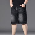 thumbnail image 4 of Cheytotty Mens Elastic Waist Denim Capri Shorts Casual Baggy Stretchy Jean Shorts Trendy Streetwear（Black 1/5XL）, 4 of 9