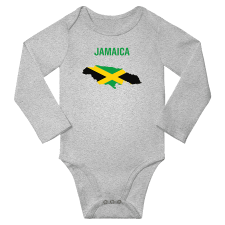 

Jamaica Flag Map Baby Long Slevve Bodysuit Romper (Gray 18-24 Months)