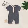 thumbnail image 2 of Kogui Baby Boy Rompers Newborn Baby Boy Clothes Short Sleeve Shirt Romper Jumpsuit Bodysuit One-Piece Summer 0 3 6 9 12 18 24 Months (Grey,6-12 Months), 2 of 9