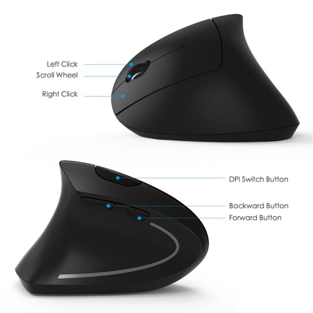 Mouse fili wireless 2.4GHz gioco Design ergonomico Mouse verticale 1600DPI USB 