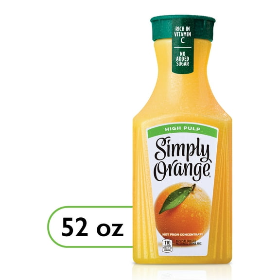 Simply Non GMO High Pulp Orange Juice, 52 fl oz Bottle