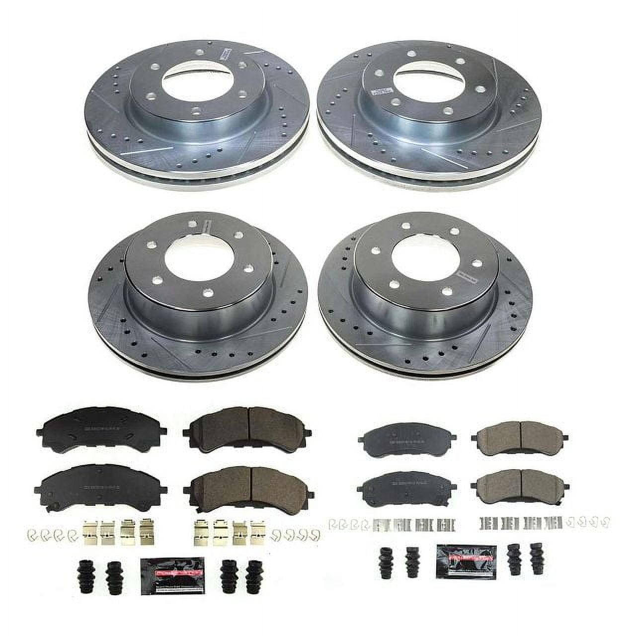 PowerStop Front and Rear Z23 Evolution Sport Carbon-Fiber Ceramic Brake Pad and Drilled & Slotted Rotor Kit Fits: FORD Select Models K8448