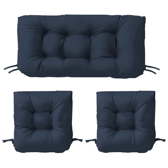Indoor Outdoor 3 Piece Tufted Wicker Settee Cushions 1 Loveseat & 2 U-Shape Weather Resistant (2- 19"x19" 1- 41"x19"), 3 Piece Set