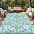 thumbnail image 2 of Light Green Blue Floral Outdoor Rug 3x5 Ft - Reversible Patio Rug Outdoor Camping Rugs, Vintage Pastoral Botanical Washable Indoor Outdoor Area Rugs, Non-Slip Outdoor Carpet Runner for Deck/Porch, 2 of 8