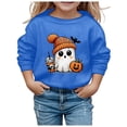 thumbnail image 1 of GDREDA Sweat à Capuche Tendance pour Filles Imprimé Mignon Manches Longues pour Enfants Idéal pour Halloween Col Rond Confort Bleu, 5-6 Ans, 1 of 4