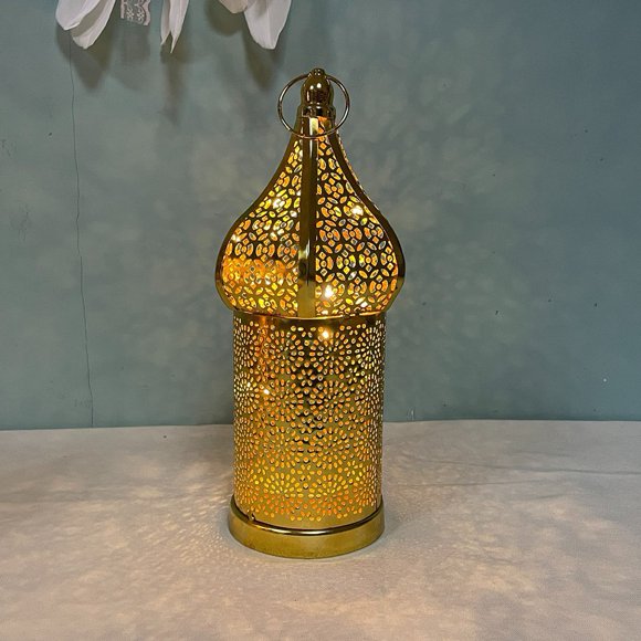 JINGT 1pcs Moroccan Metal Vintage Wind Light Lantern Candle Holder Table Top Ramadan Home Décor Accessories Ornament Decoration Gifts S