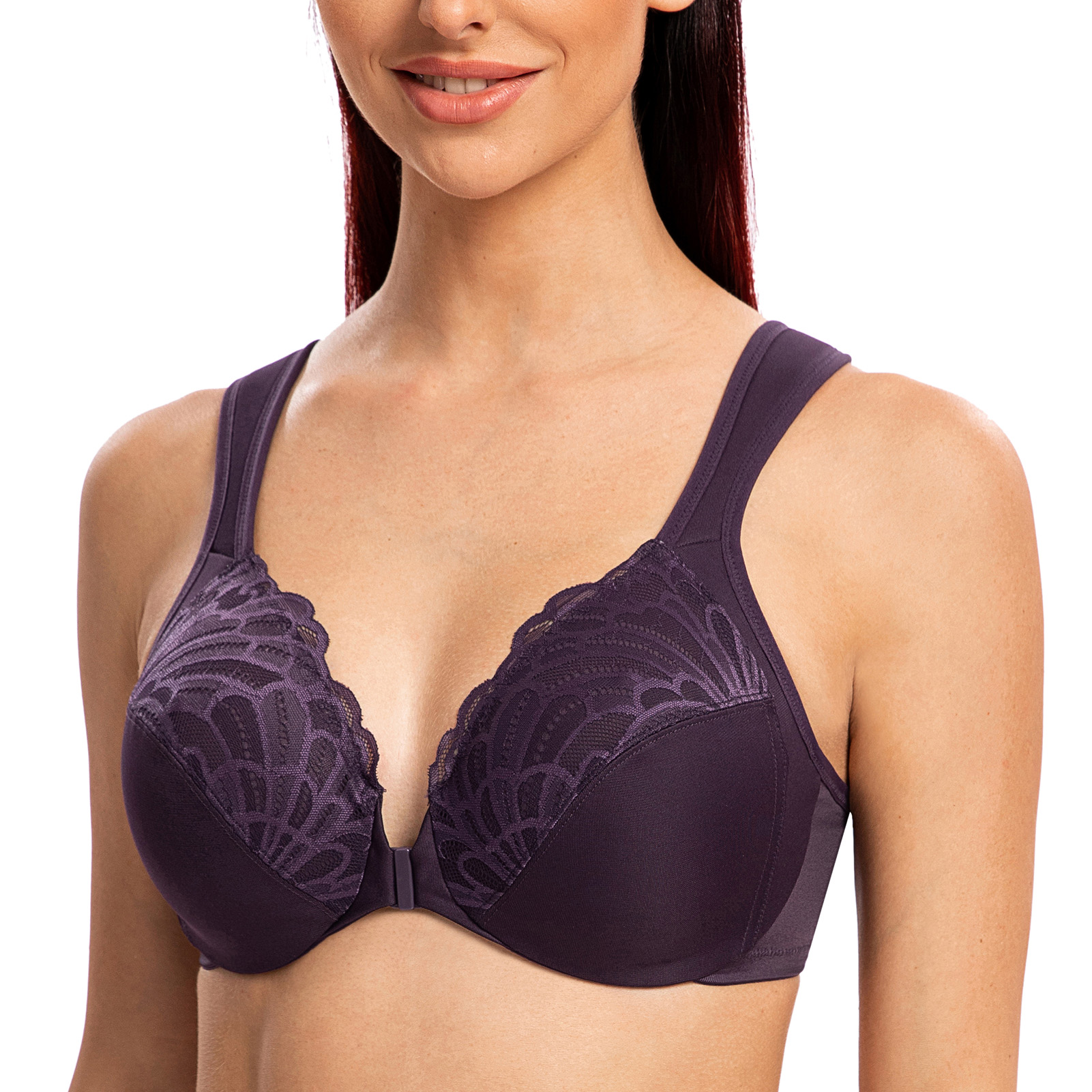 MELENECA Underwire Front Closure Bras for Women Purple 40B