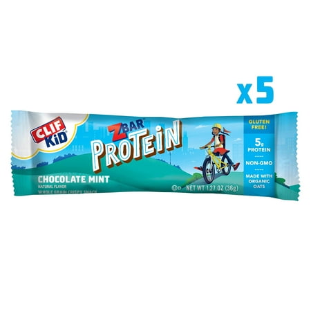 CLIF KID ZBAR - Protein Snack Bar - Chocolate Mint (1.27 Ounce Bar, 5 count) (packaging may